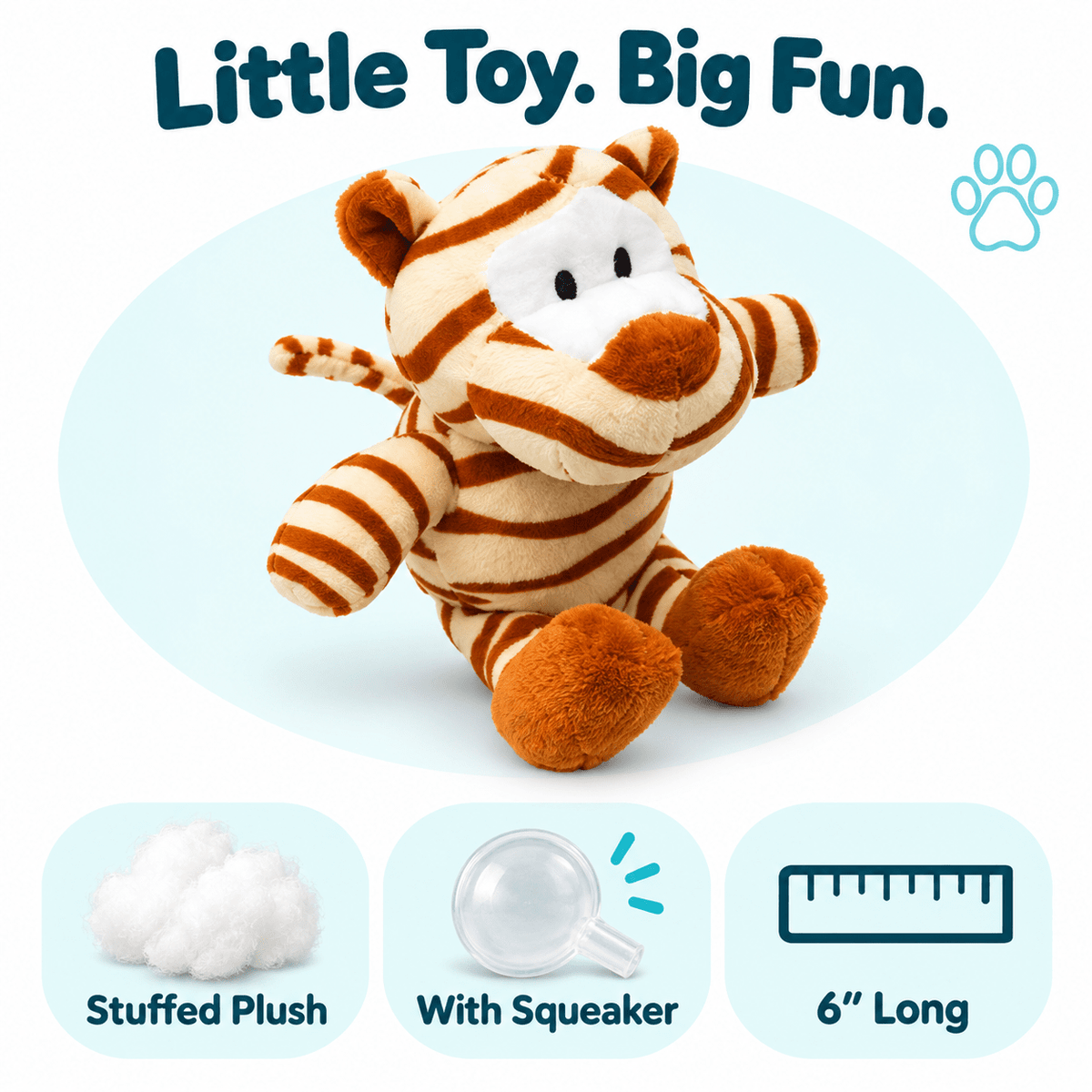 7" Tiger Mini Dog Toy Dog Toys Dogline