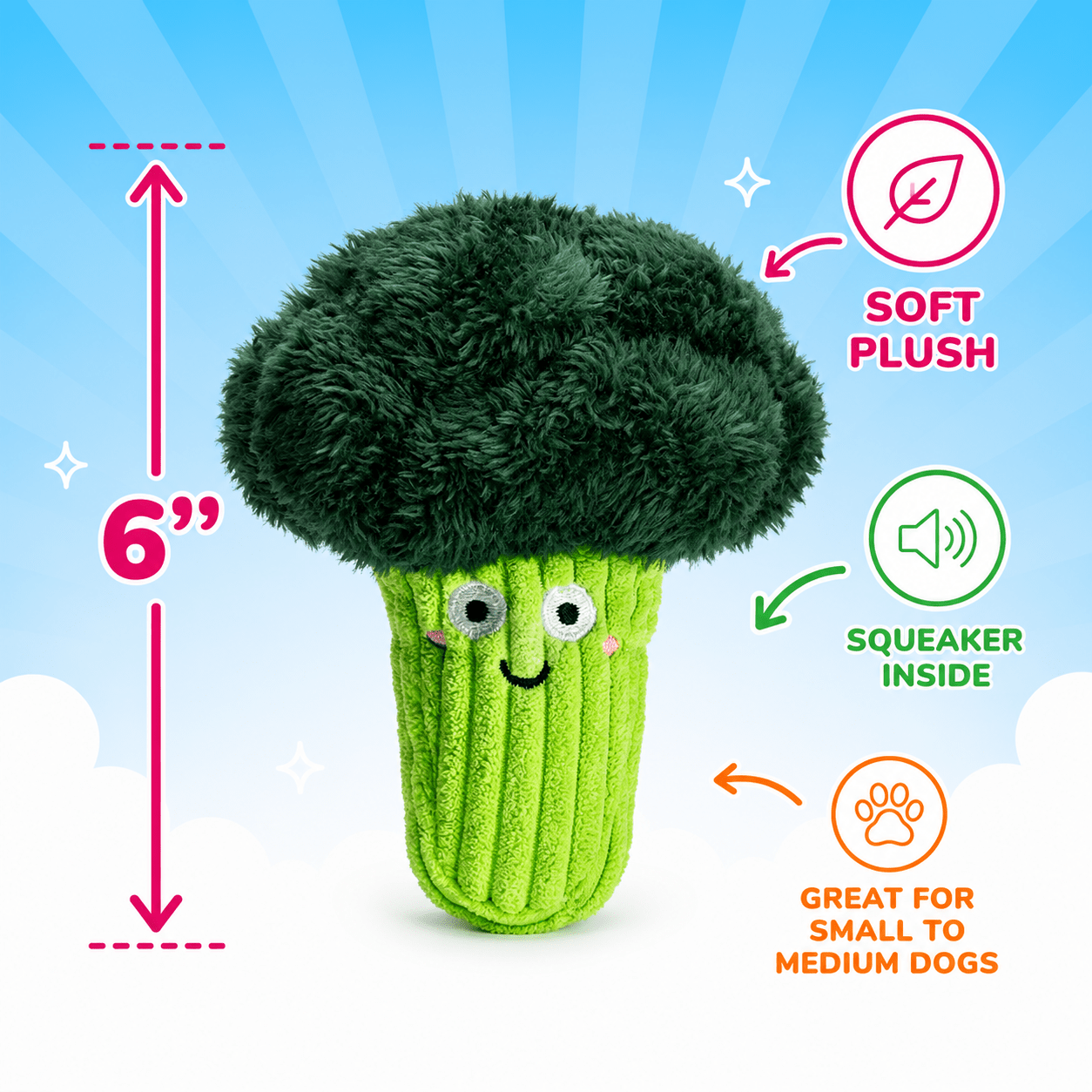Mini Plush Dog Toy Collection - Series 2 6" Broccoli Mini Dog Toy Dog Toys Dogline