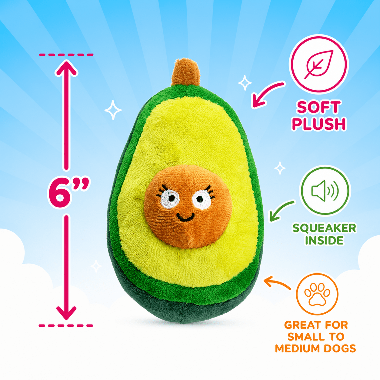Mini Plush Dog Toy Collection - Series 2 6" Avocado Mini Dog Toy Dog Toys Dogline