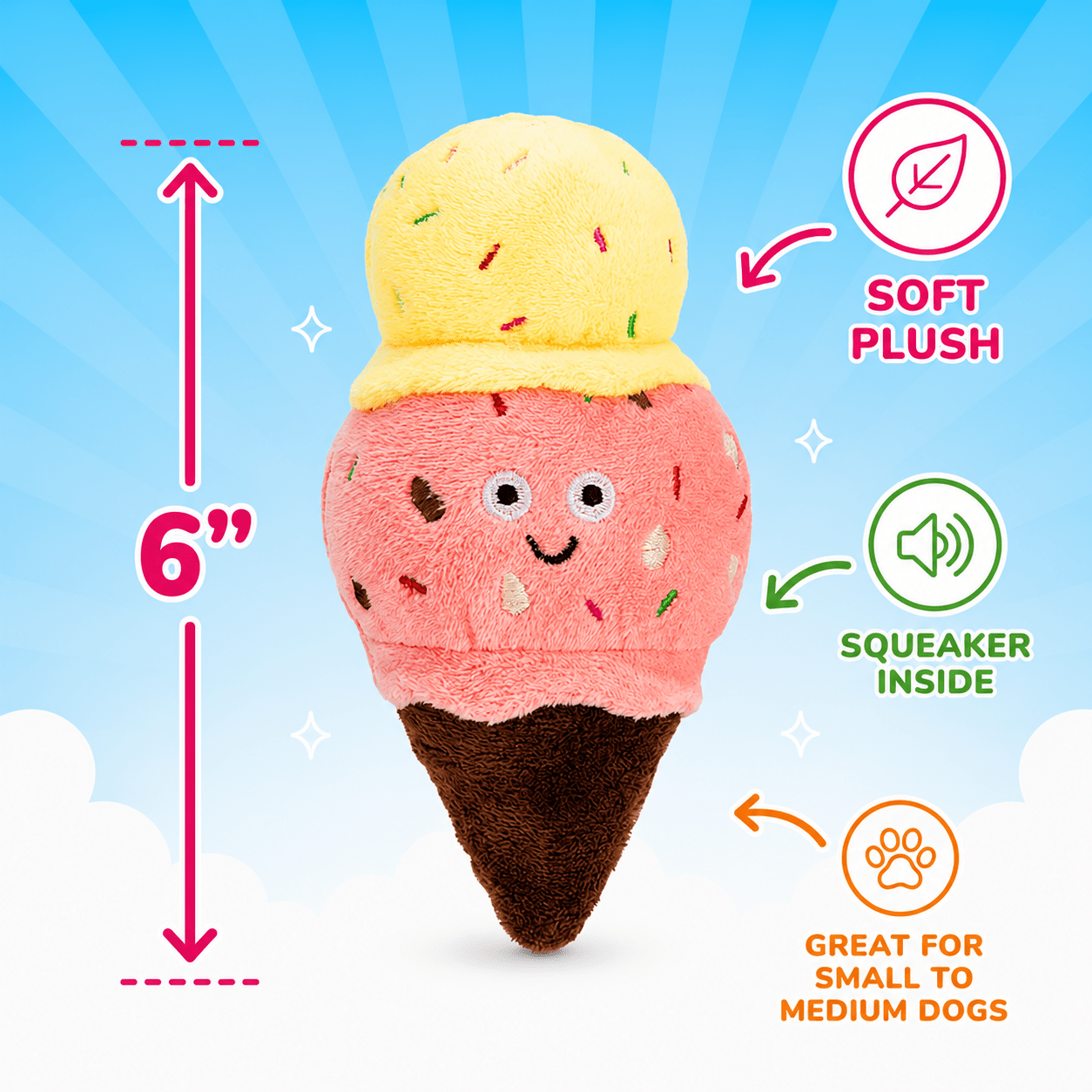 Mini Plush Dog Toy Collection - Series 2 6" Ice Cream Mini Dog Toy Dog Toys Dogline