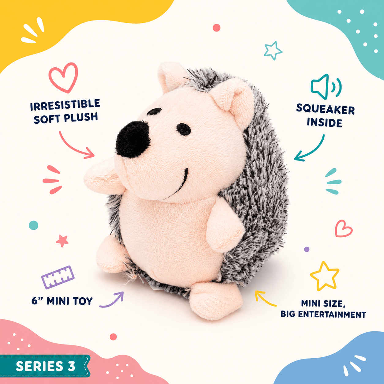 Mini Plush Dog Toy Collection - Series 3 6" Hedgehog Dog Toys Dogline