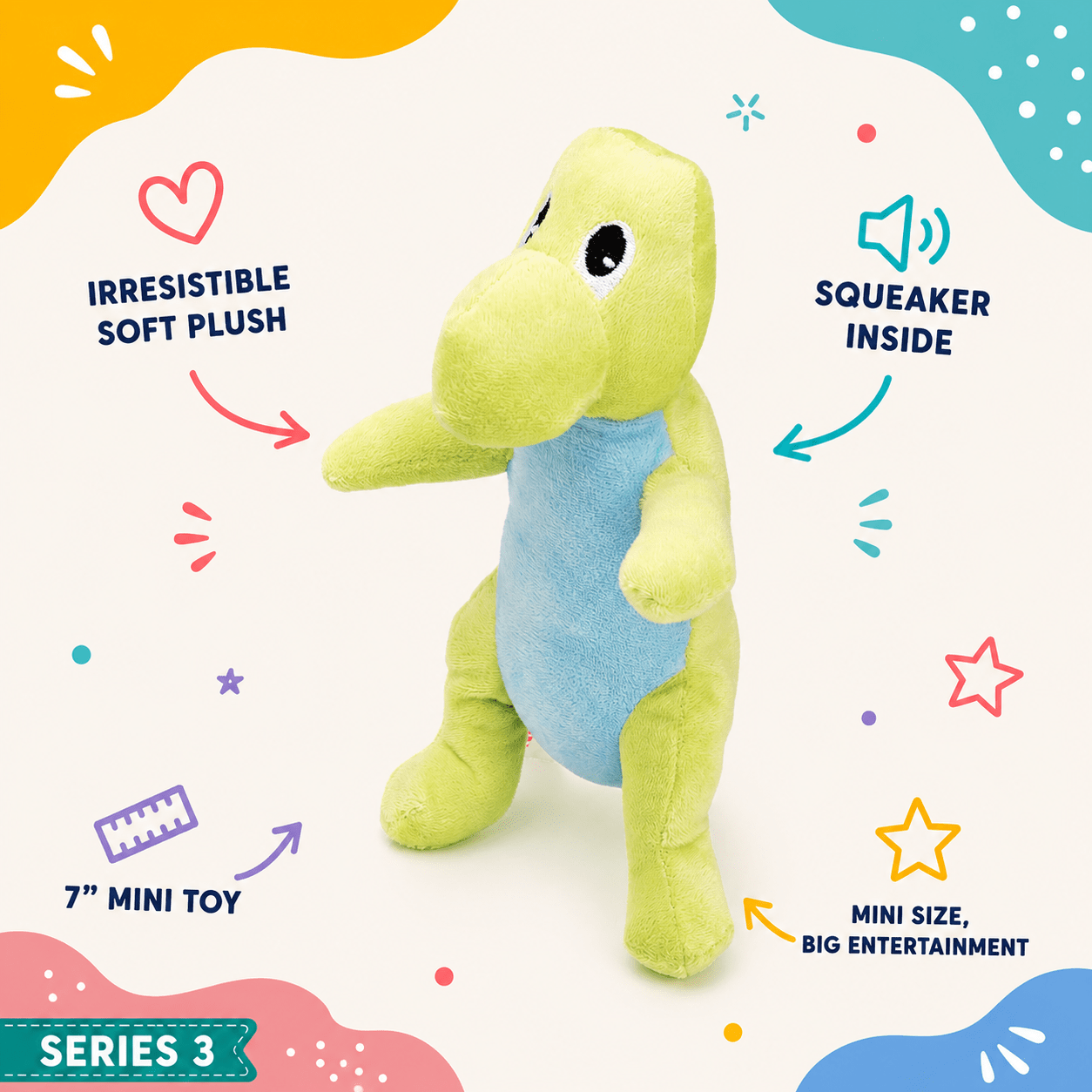Mini Plush Dog Toy Collection - Series 3 7" T-Rex Dinosaur Dog Toys Dogline