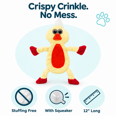 12" Duckling Crinkle Flat Dog Toy Dog Toys Dogline