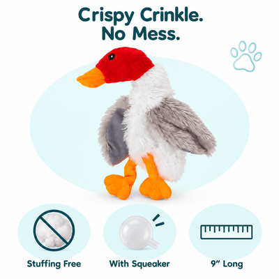 9" Duck White Crinkle Dog Toy Dog Toys Dogline
