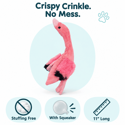 11" Flamingo Crinkle Dog Toy Dog Toys Dogline
