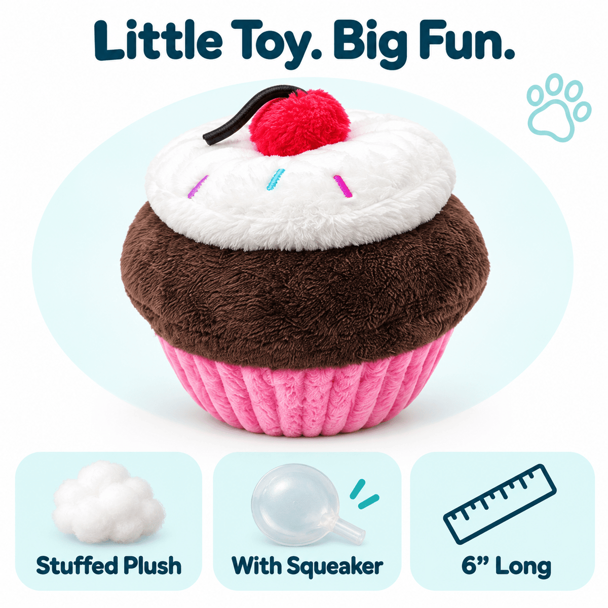 6" Cupcake Pink Dog Toy Dog Toys Dogline