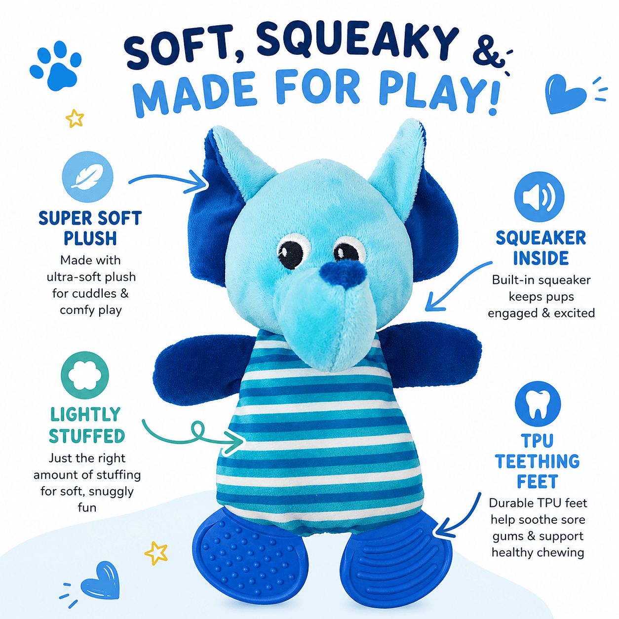 10" Elephant Soft Dog Toy Dog Toys Dogline