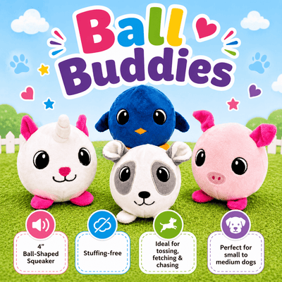 4" Ball Buddy Dog Toy with Ball-Shaped Squeaker Dog Toys Dogline