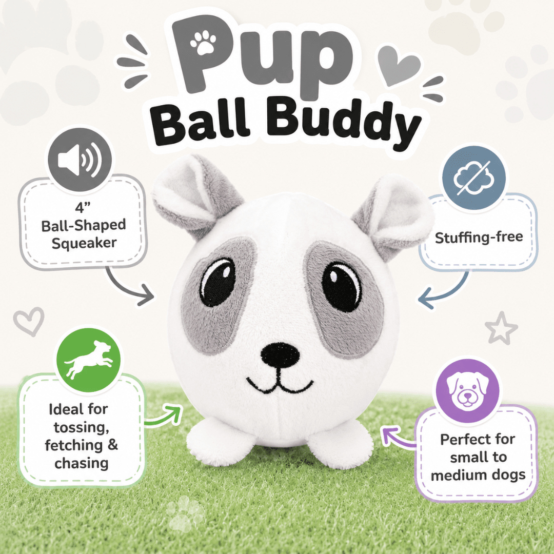 4" Ball Buddy Dog Toy with Ball-Shaped Squeaker Pup Dog Toys Dogline