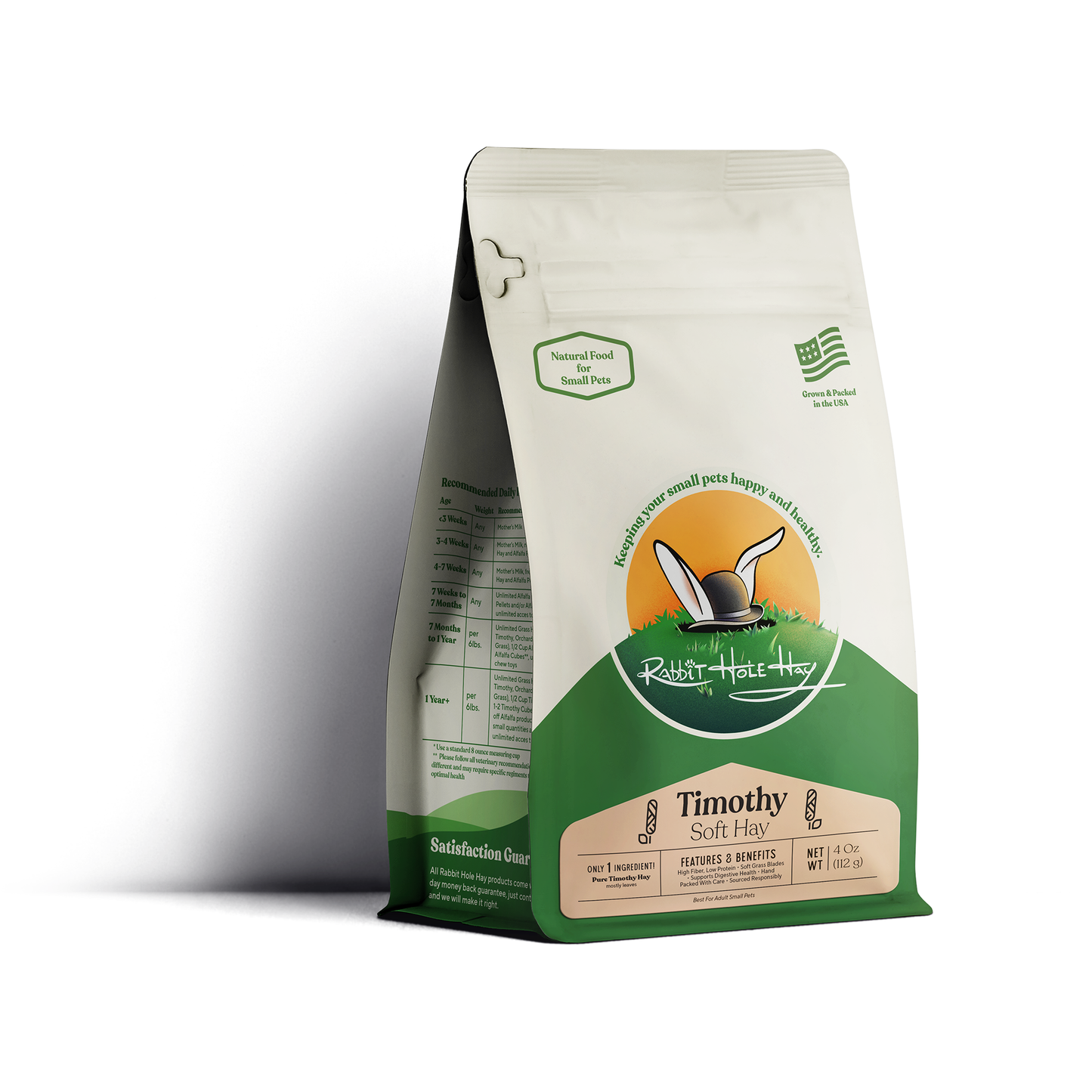 Rabbit Hole Hay Ultra Premium Soft Timothy Hay 4 oz Hay Rabbit Hole Hay