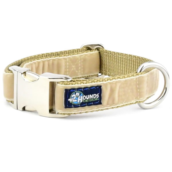 Tan Velvet Essential Dog Collar 2 Hounds Design