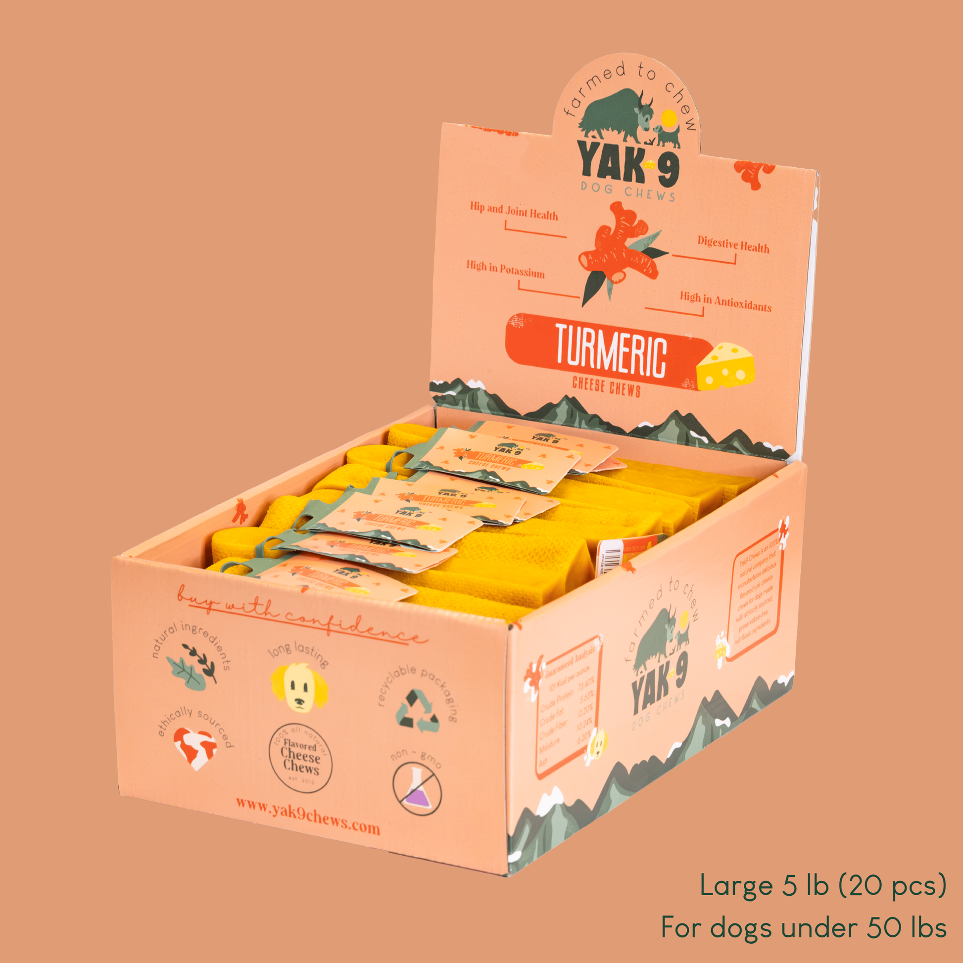 Turmeric Cheese Chews for Dogs Large (4oz) 5 lb TURMERIC YAK CHEWS Yak9 Chews
