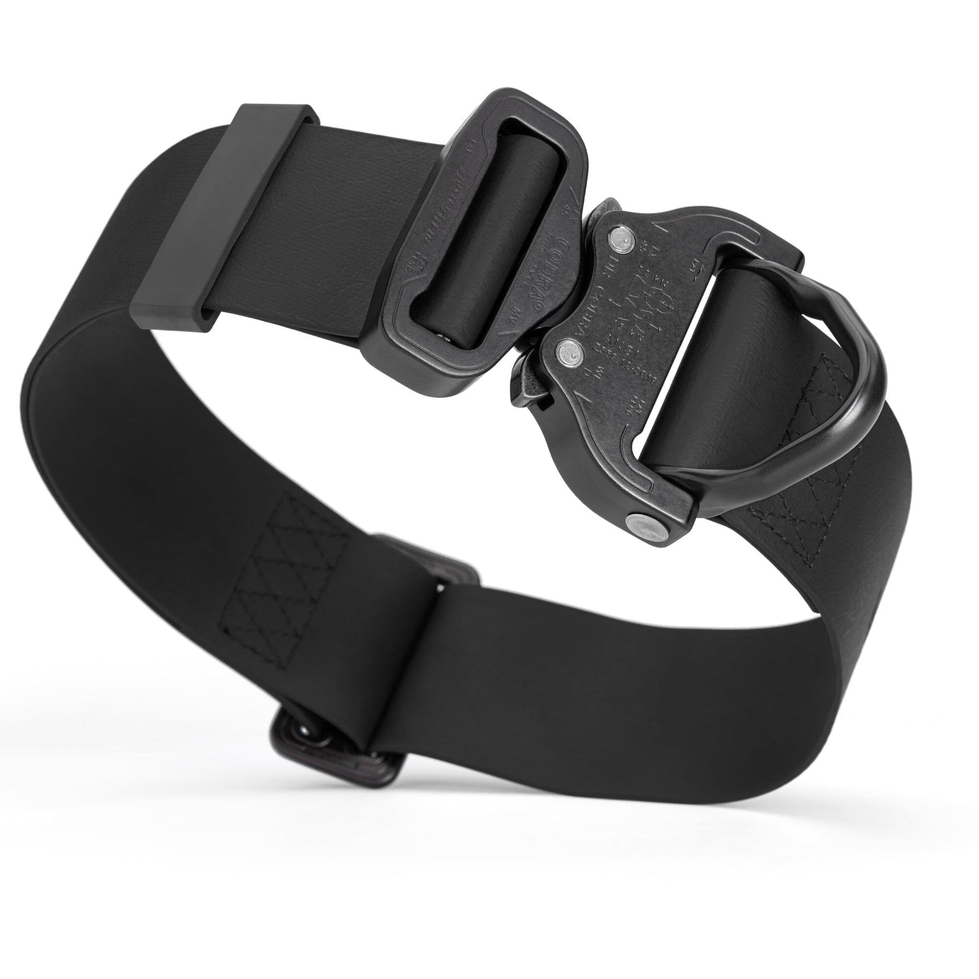 Viper BioThane Tactical Dog Collar with Cobra Buckle, 1.75" Wide Black Dog Collars Dogline