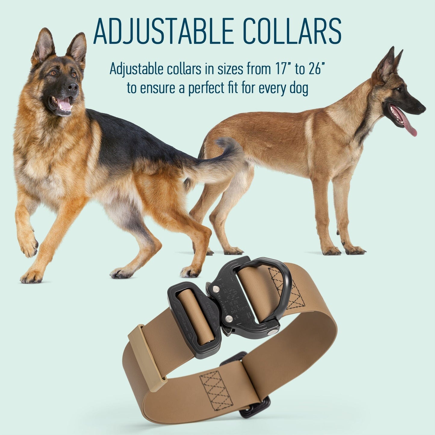Viper BioThane Tactical Dog Collar with Cobra Buckle, 1.75" Wide Dog Collars Dogline