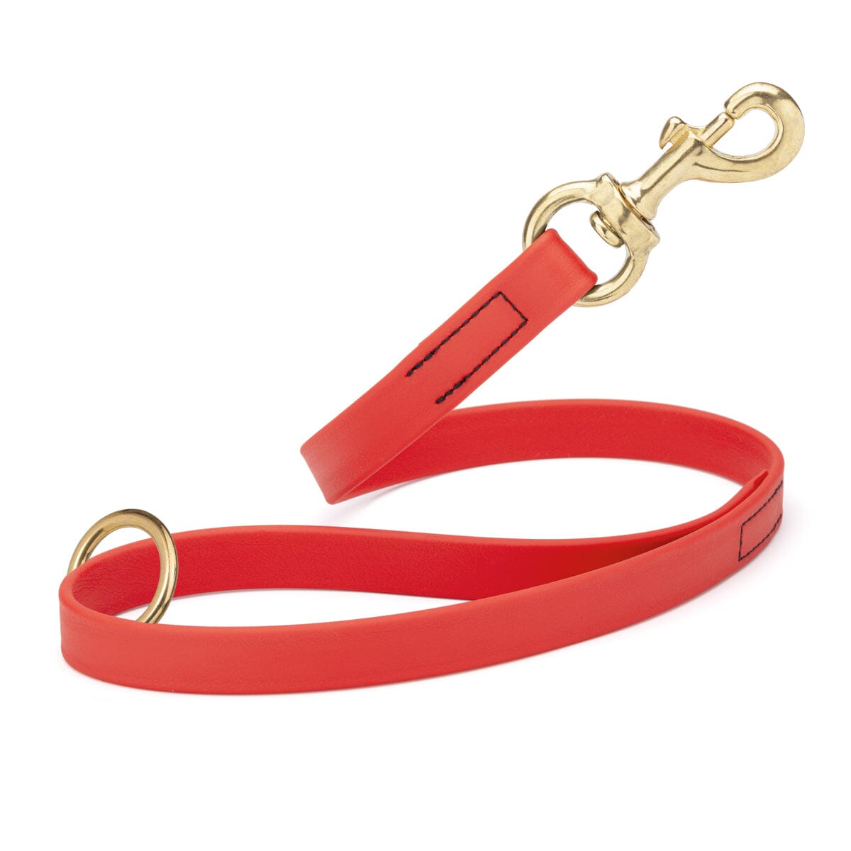 Viper Biothane Traffic Lead - Brass Hardware Cherry Red Dog Leashes Dogline