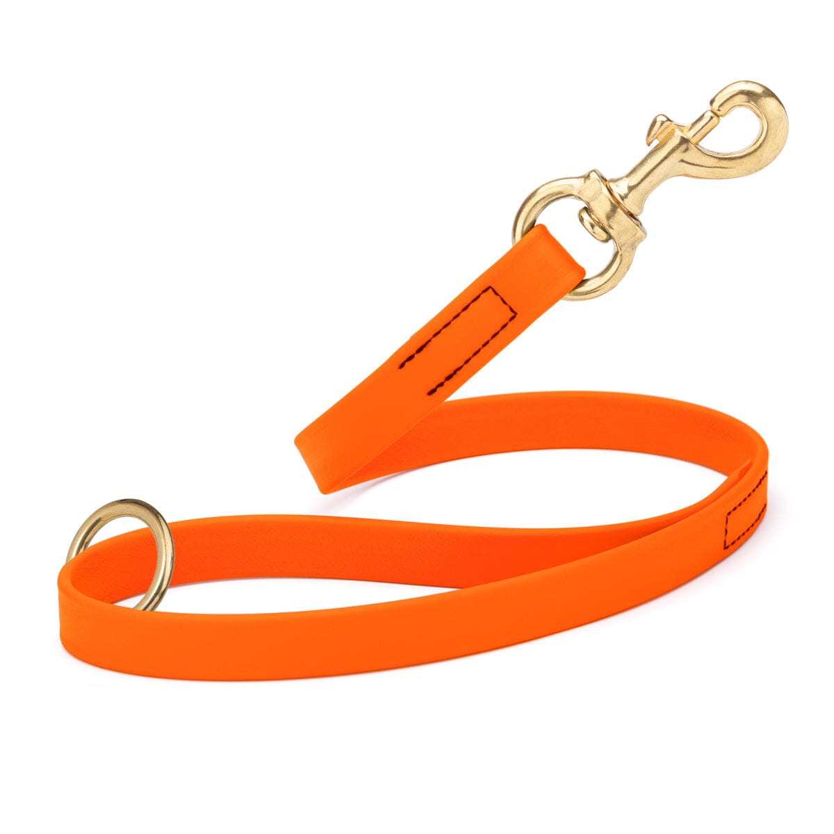 Viper Biothane Traffic Lead - Brass Hardware Hunter Orange Dog Leashes Dogline