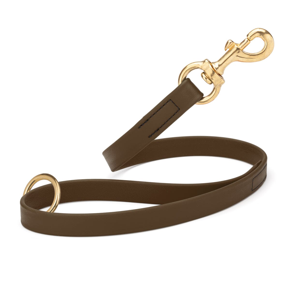 Viper Biothane Traffic Lead - Brass Hardware Dark Chocolate Brown Dog Leashes Dogline