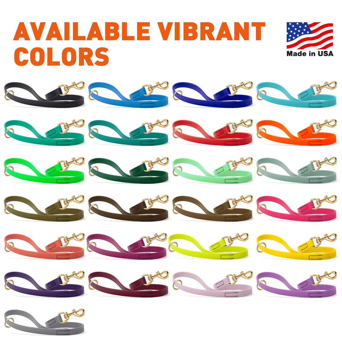 Viper Biothane Traffic Lead - Brass Hardware Dog Leashes Dogline