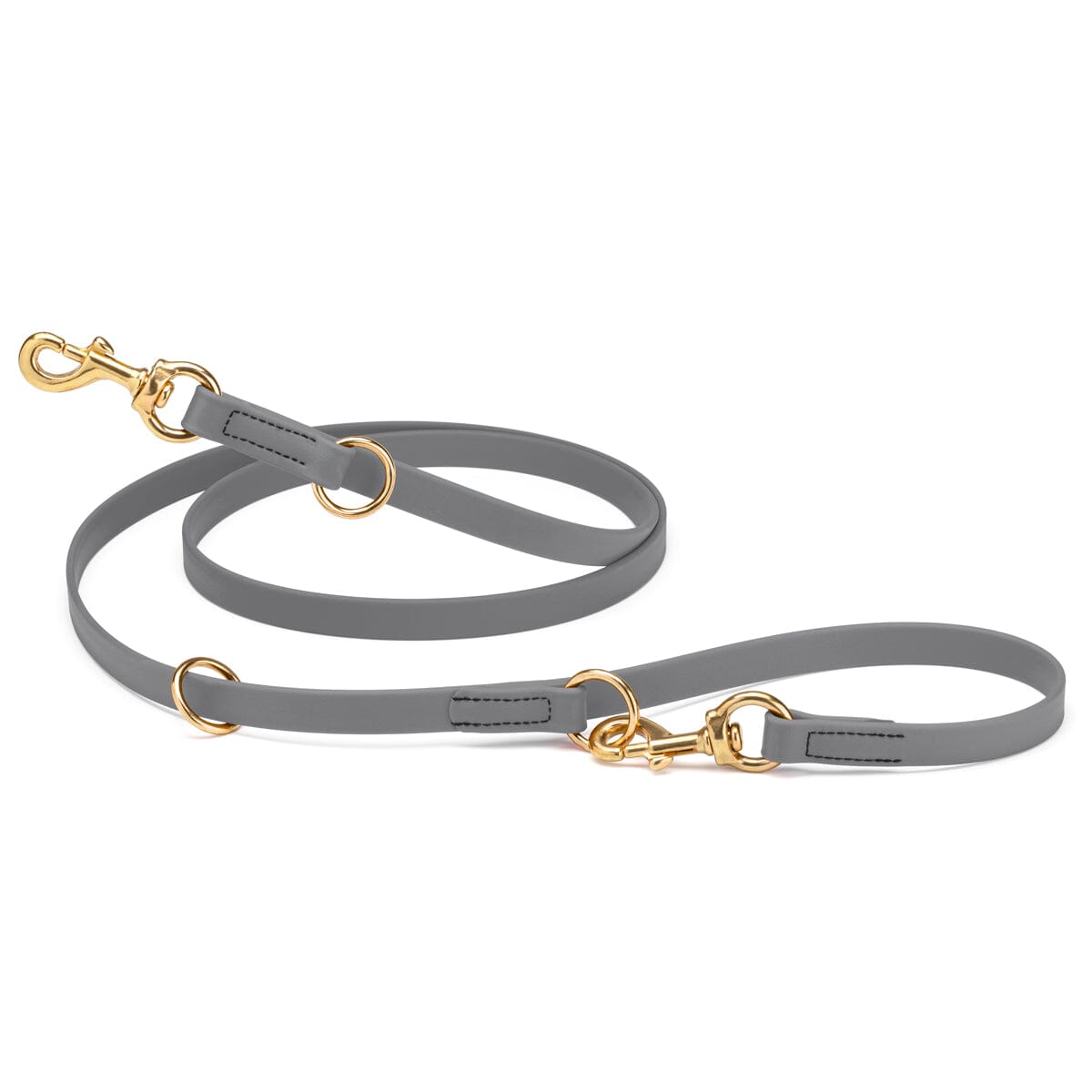 Viper Biothane Adjustable Multi-Purpose Dog Leash with Brass Hardware, 7FT Battleship Gray Dog Leashes Dogline