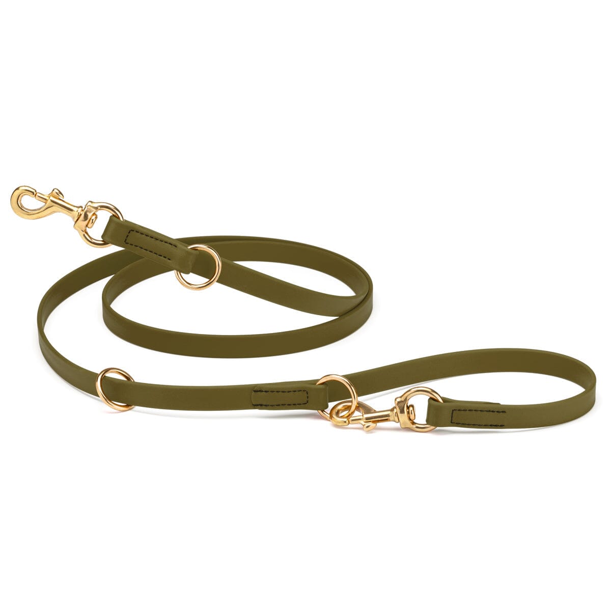 Viper Biothane Adjustable Multi-Purpose Dog Leash with Brass Hardware, 7FT Olive Drab Green Dog Leashes Dogline