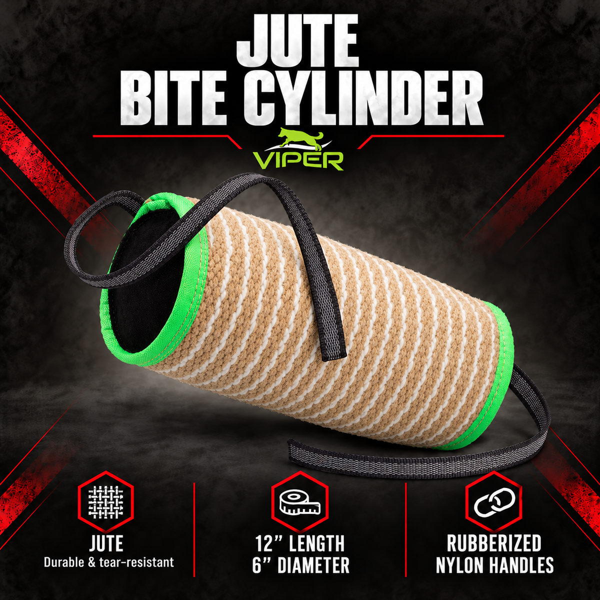 Viper Jute Cylinder Bite Roll Dog Toys Dogline