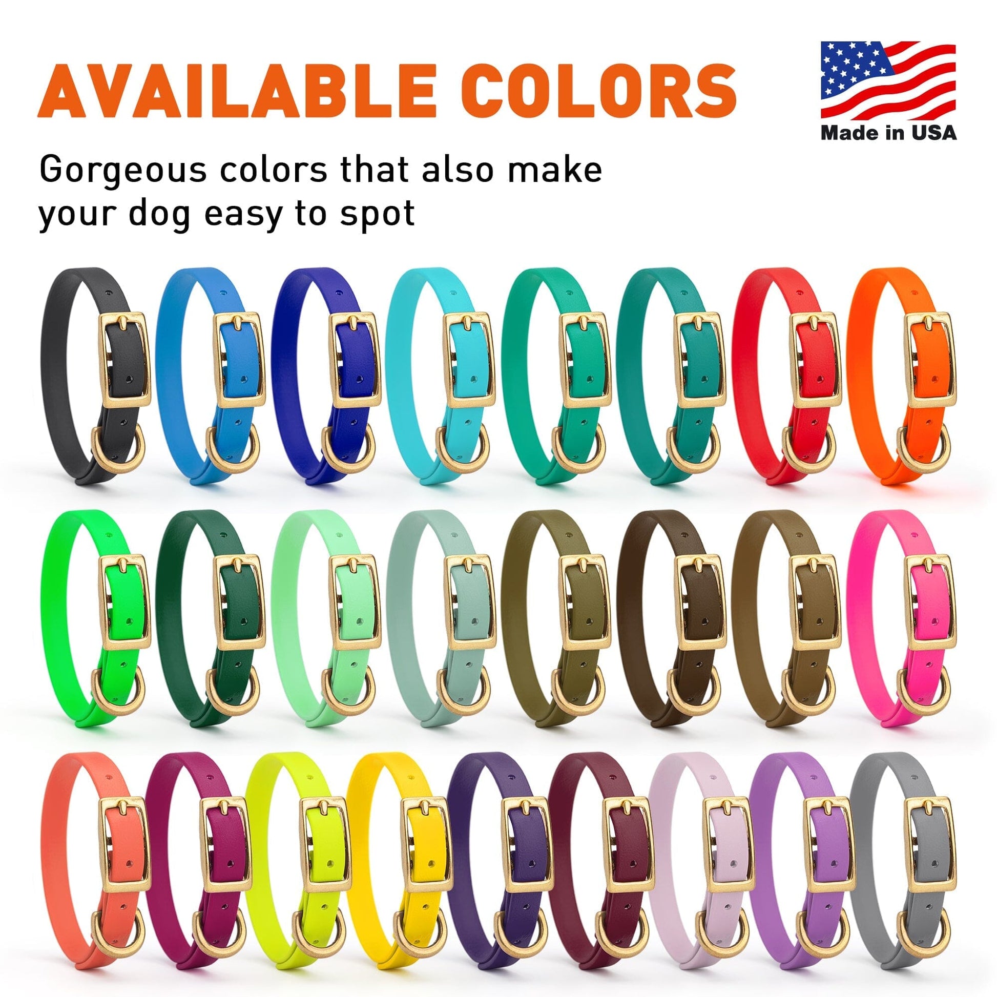 Viper Biothane Waterproof Dog Collar - Brass Hardware - Size XS (9 to 12 inches) Dog Collars Dogline