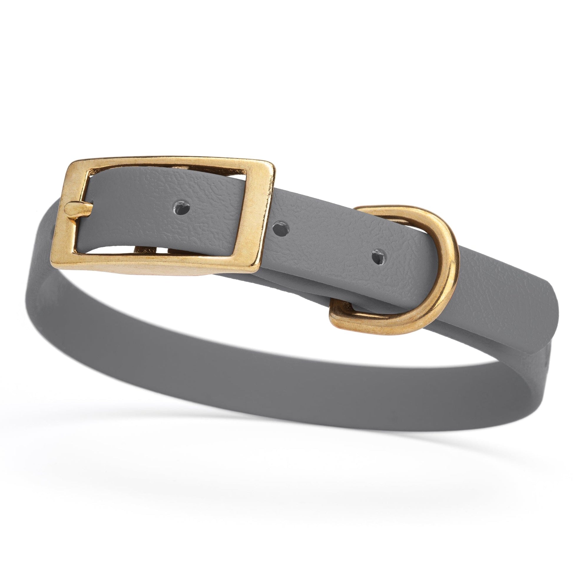 BioThane Waterproof Dog Collar - XS: L 12"-15" x W 5/8" - Black OR Brass Hardware Battleship Gray L 12"-15" x W 5 8" Brass Dog Collars Dogline