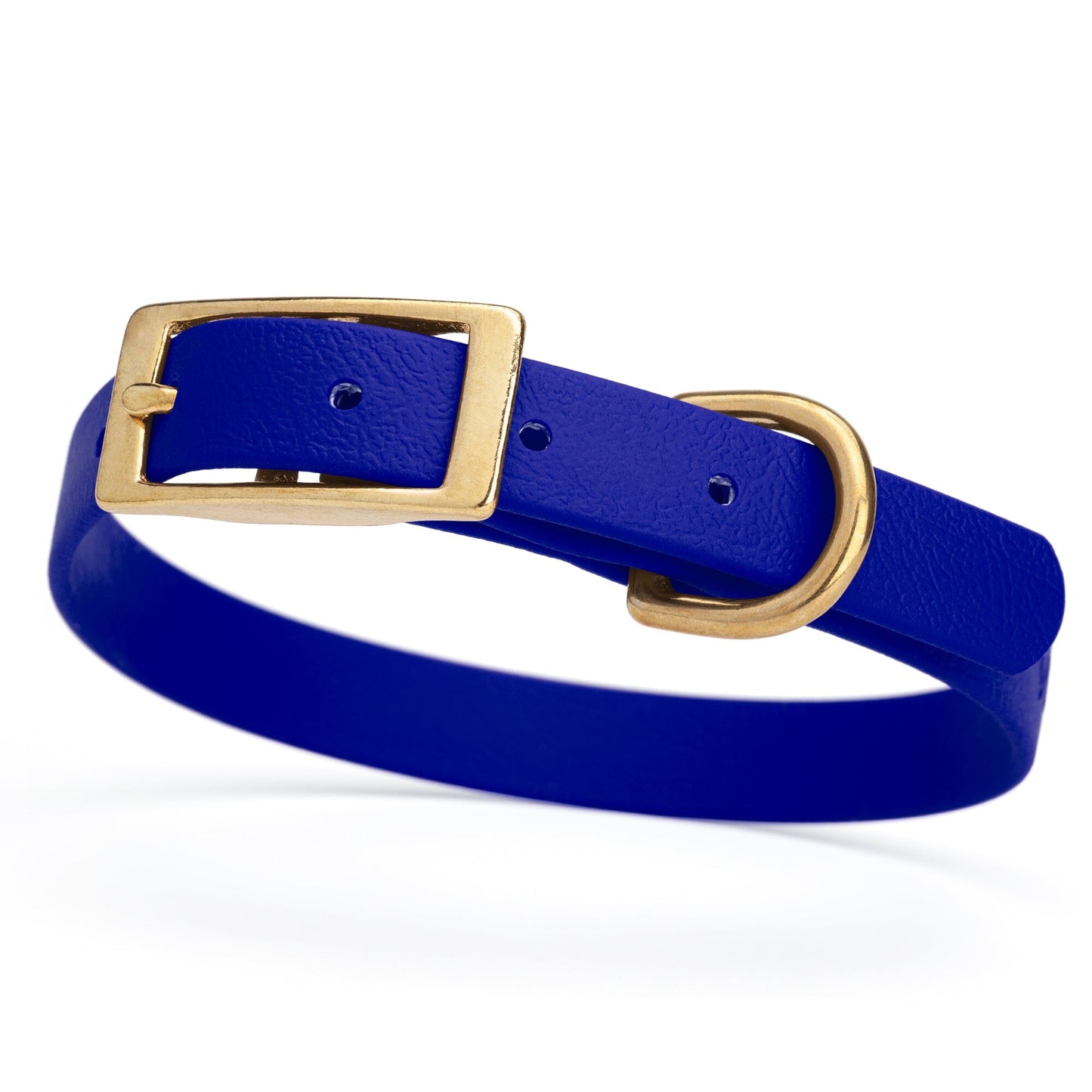 BioThane Waterproof Dog Collar - XS: L 12"-15" x W 5/8" - Black OR Brass Hardware Blueberry Royal L 12"-15" x W 5 8" Brass Dog Collars Dogline