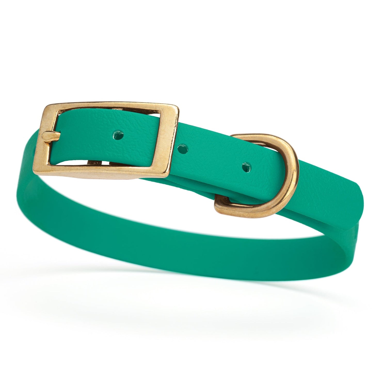 BioThane Waterproof Dog Collar - XS: L 12"-15" x W 5/8" - Black OR Brass Hardware Teal L 12"-15" x W 5 8" Brass Dog Collars Dogline