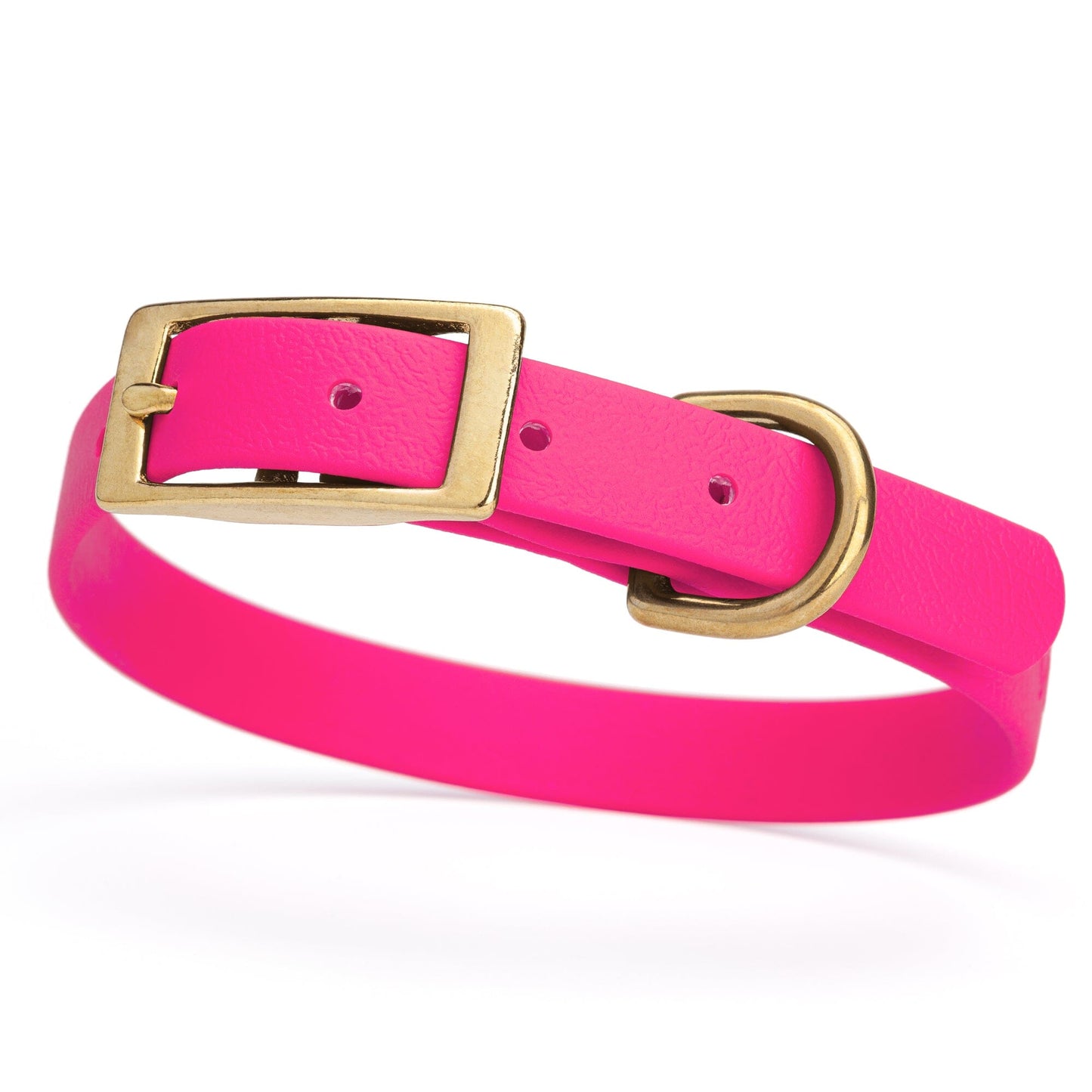 BioThane Waterproof Dog Collar - XS: L 12"-15" x W 5/8" - Black OR Brass Hardware Passionfruit Pink L 12"-15" x W 5 8" Brass Dog Collars Dogline