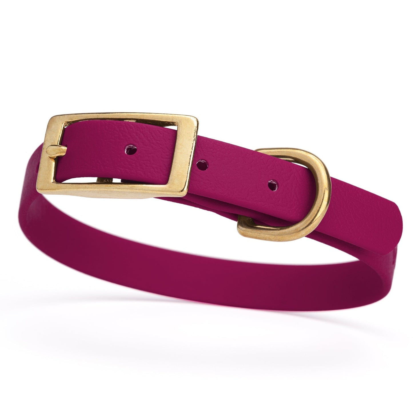BioThane Waterproof Dog Collar - XS: L 12"-15" x W 5/8" - Black OR Brass Hardware Magenta Pink L 12"-15" x W 5 8" Brass Dog Collars Dogline