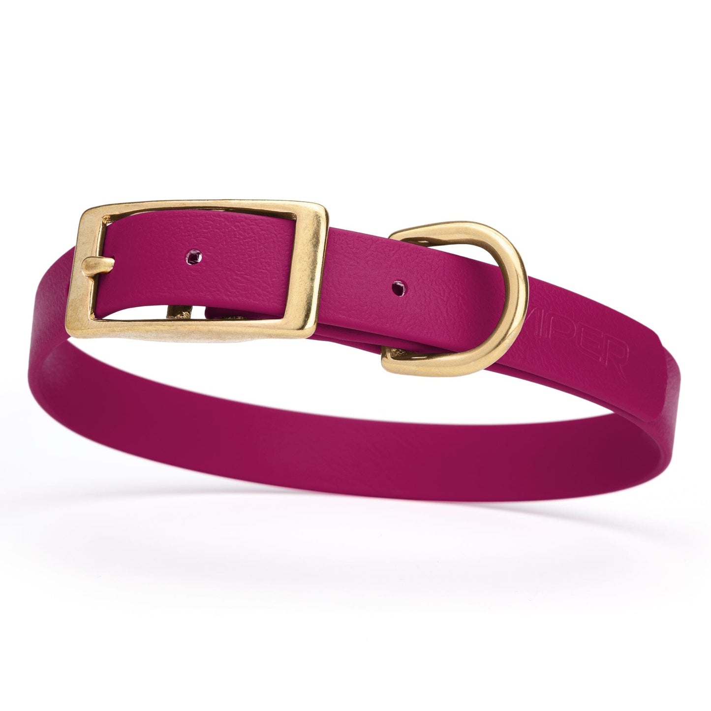 Viper Biothane Waterproof Dog Collar - Brass Hardware - Size M (15 to 18 inches) Magenta Pink Dog Collars Dogline