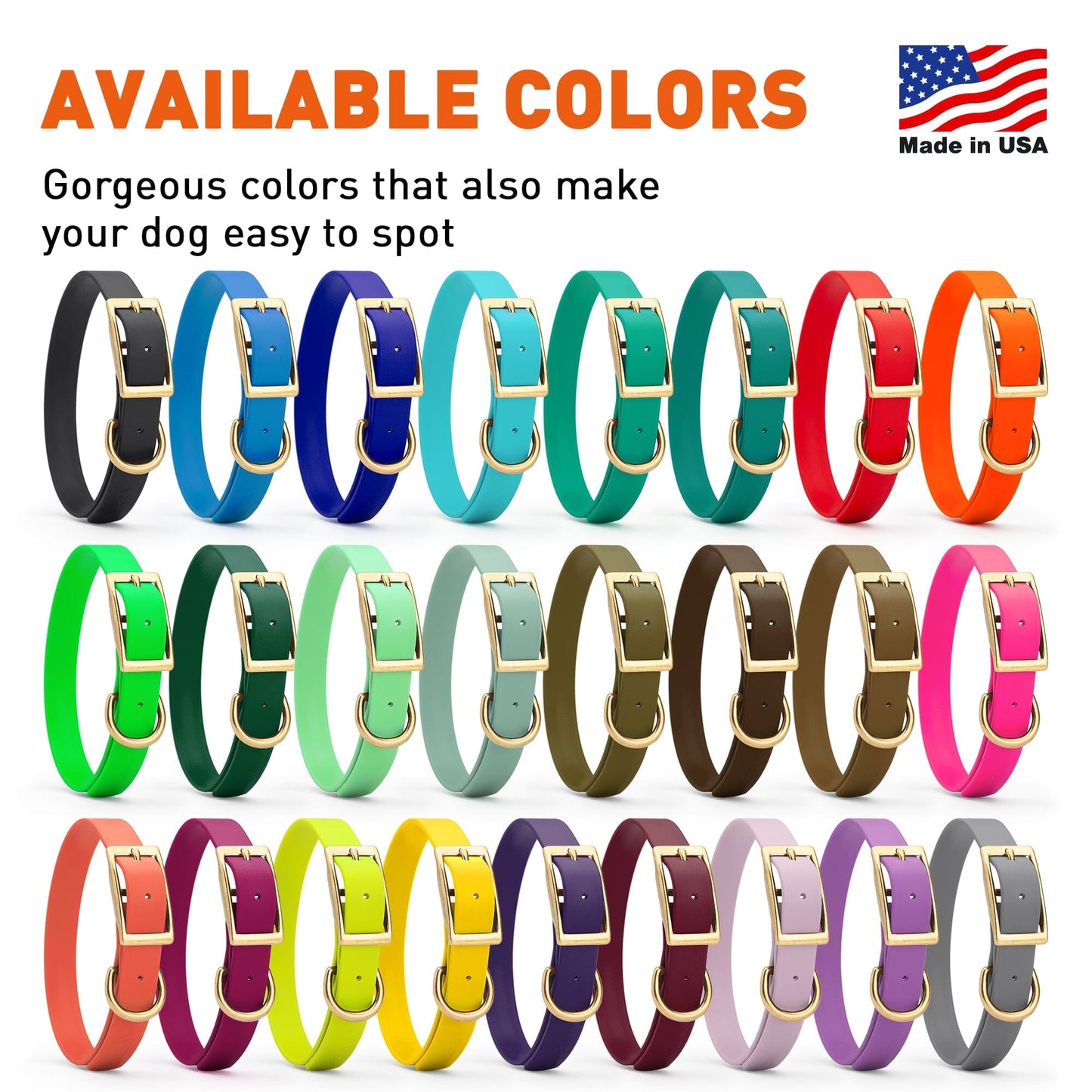 Viper Biothane Waterproof Dog Collar - Brass Hardware - Size XL (22 to 25 inches) Dog Collars Dogline