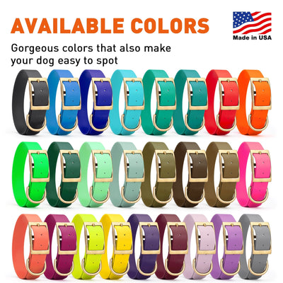 Viper Biothane Waterproof Dog Collar - Brass Hardware - 1.5in Wide, Size L (16 to 20 inches) Dog Collars Dogline