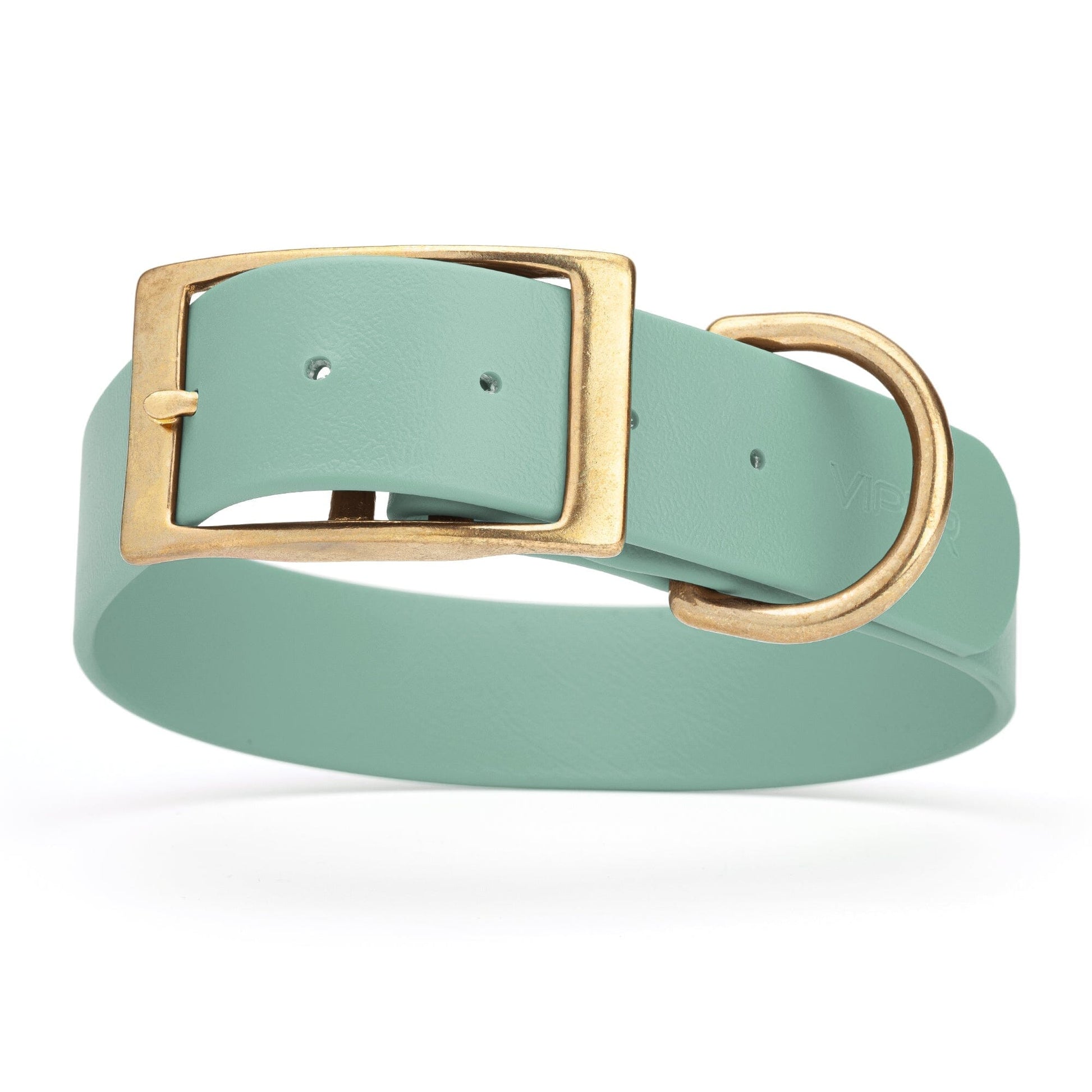 Viper Biothane Waterproof Dog Collar - Brass Hardware - 1.5in Wide, Size XXL (24 to 28 inches) Sage Green Dog Collars Dogline