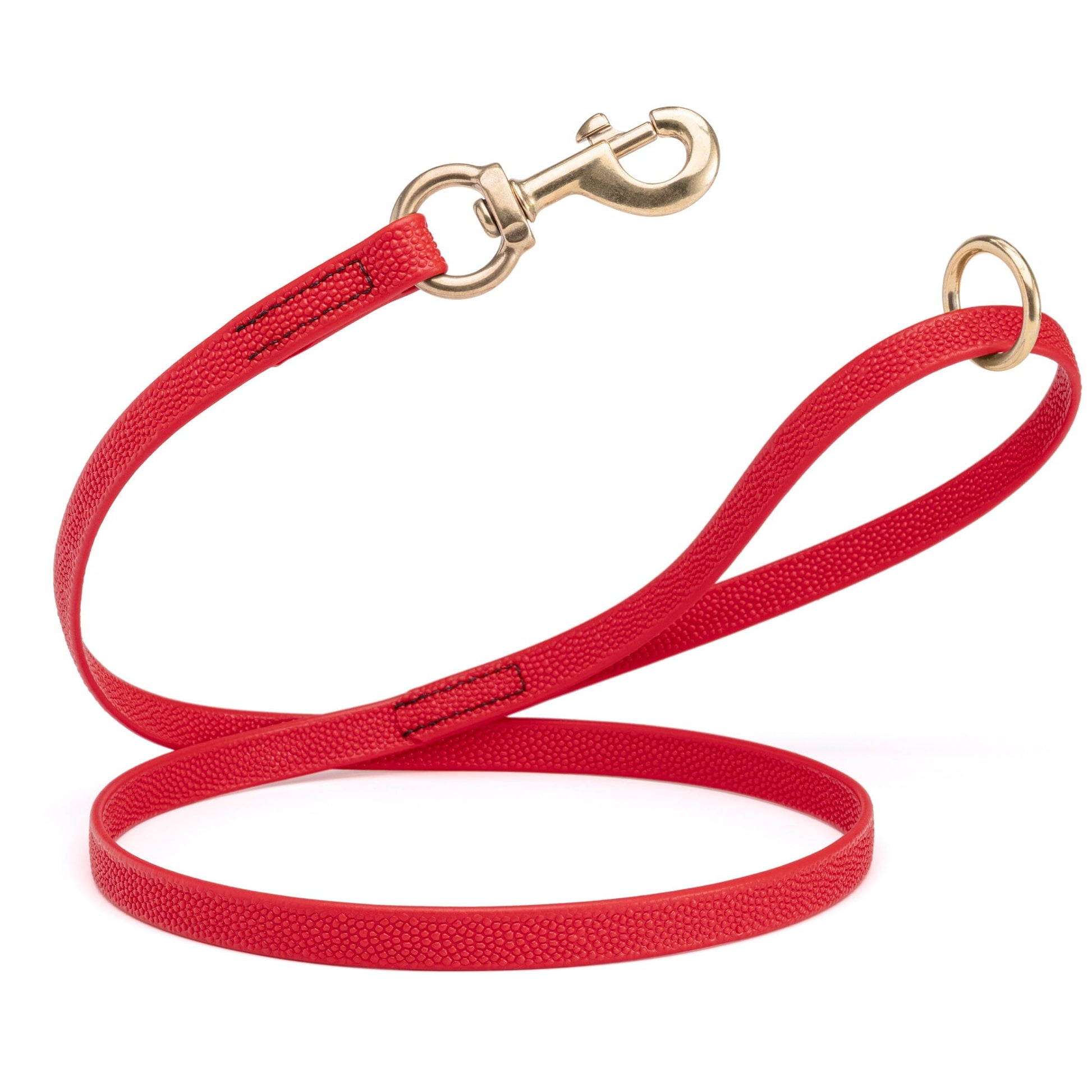 Viper Pebble Emboss BioThane Dog Leash with Solid Brass Hardware 4' Cherry Red Dog Leashes Dogline