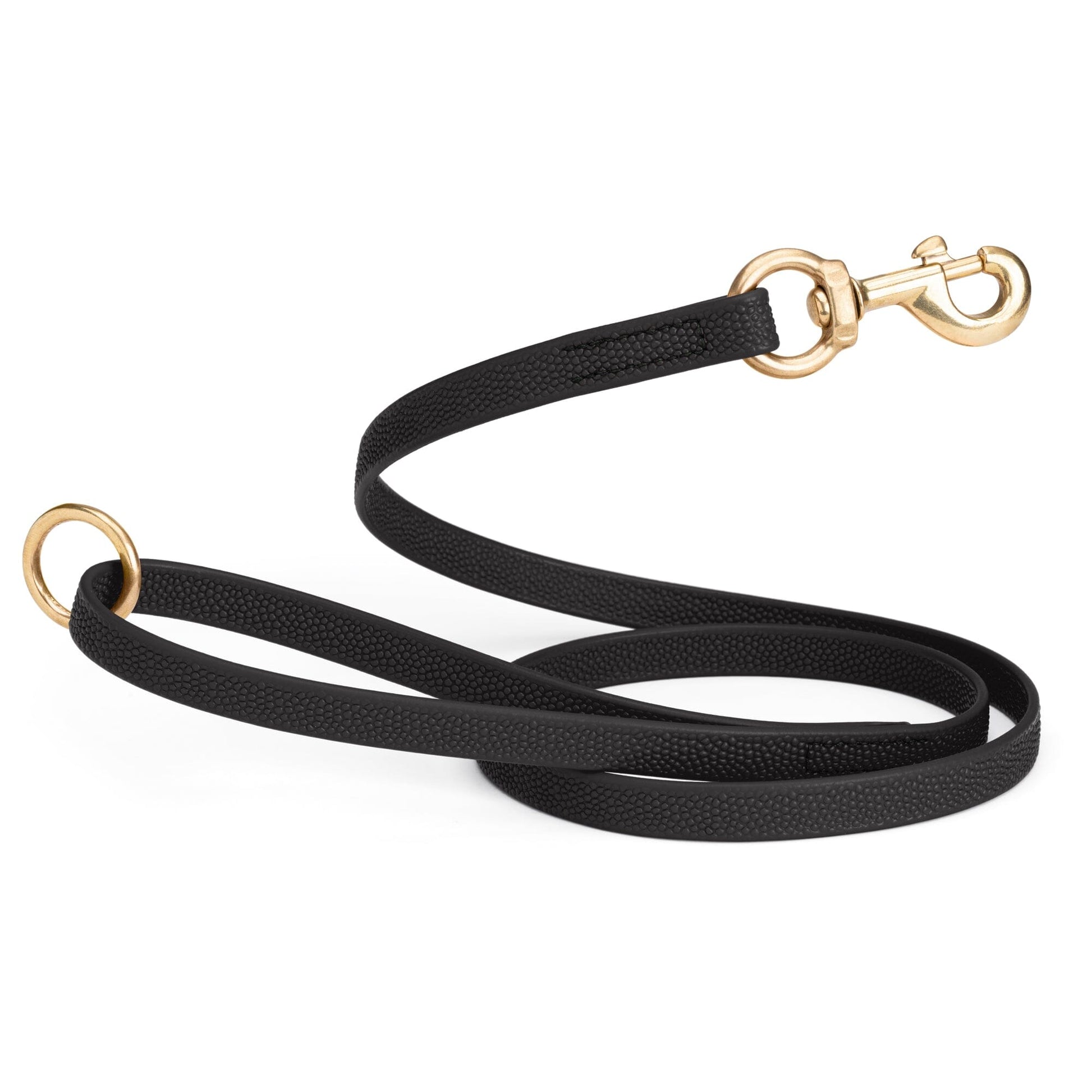 Viper Pebble Emboss BioThane Dog Leash with Solid Brass Hardware Black Dog Leashes Dogline