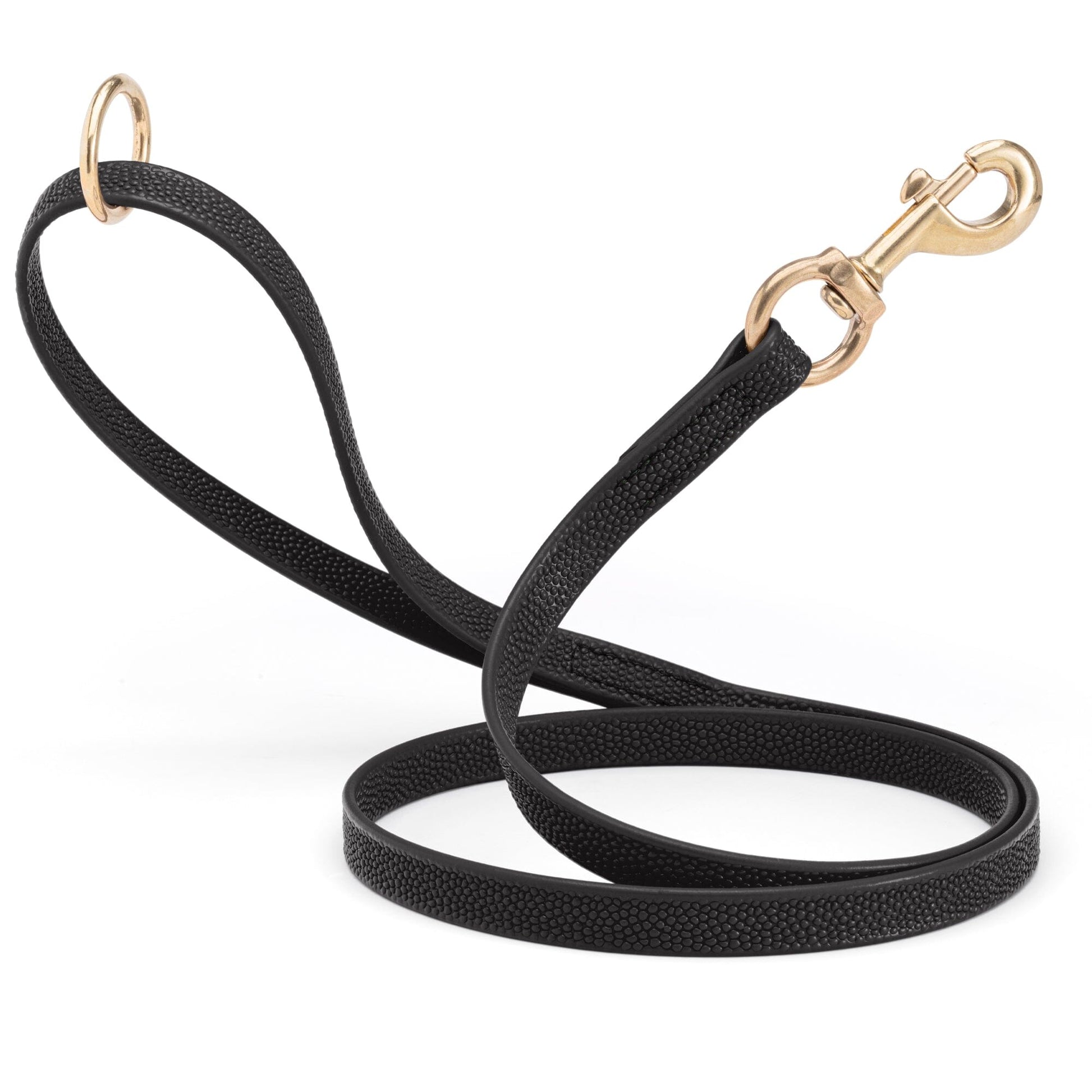 Viper Pebble Emboss BioThane Dog Leash with Solid Brass Hardware Black Dog Leashes Dogline