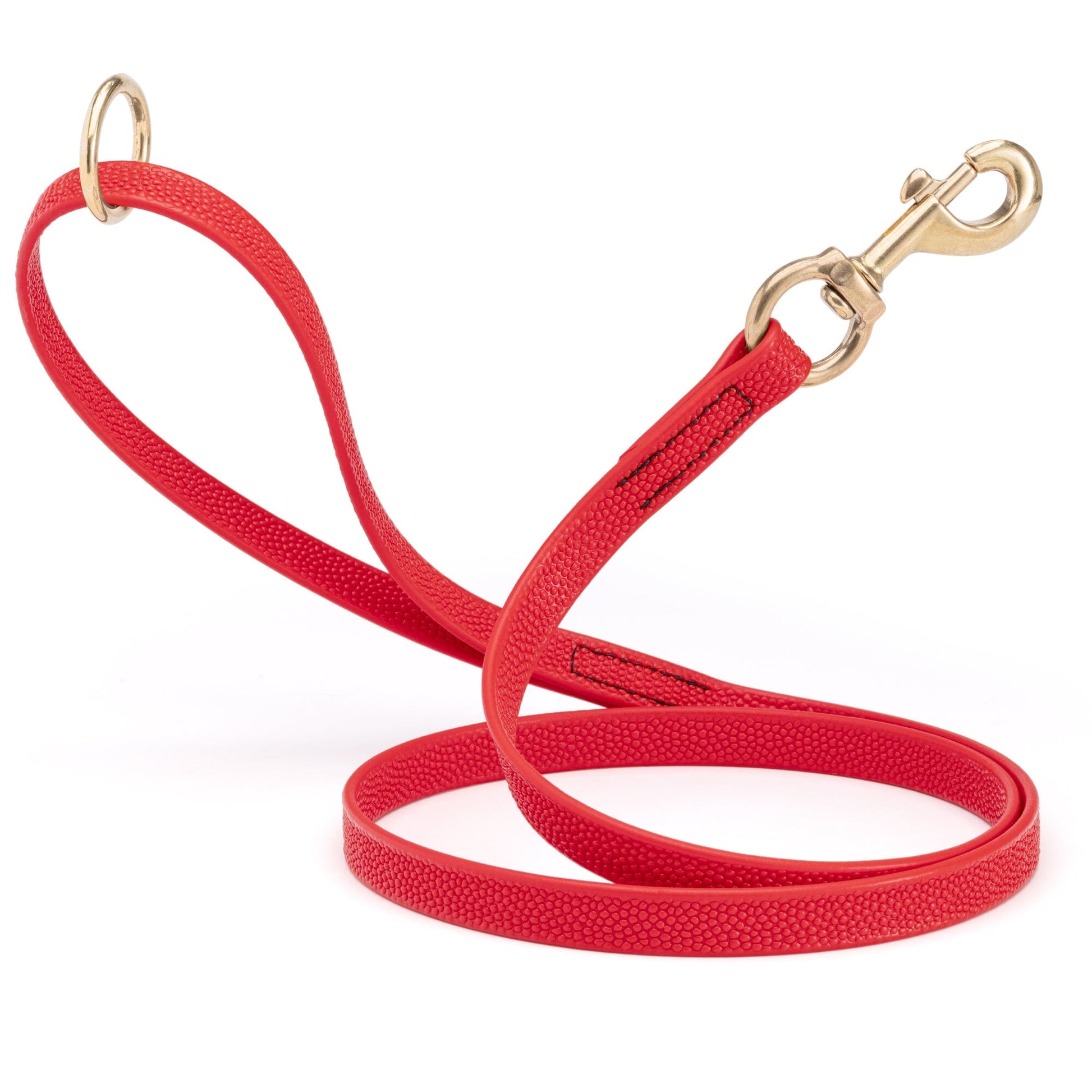 Viper Pebble Emboss BioThane Dog Leash with Solid Brass Hardware Cherry Red Dog Leashes Dogline
