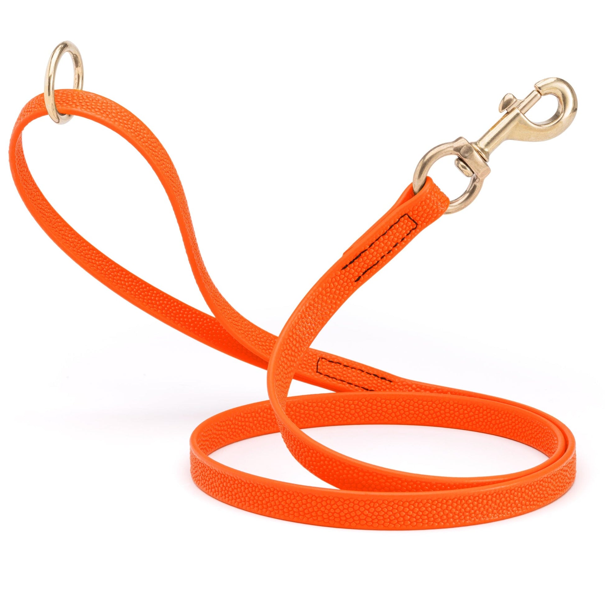 Viper Pebble Emboss BioThane Dog Leash with Solid Brass Hardware Hunter Orange Dog Leashes Dogline