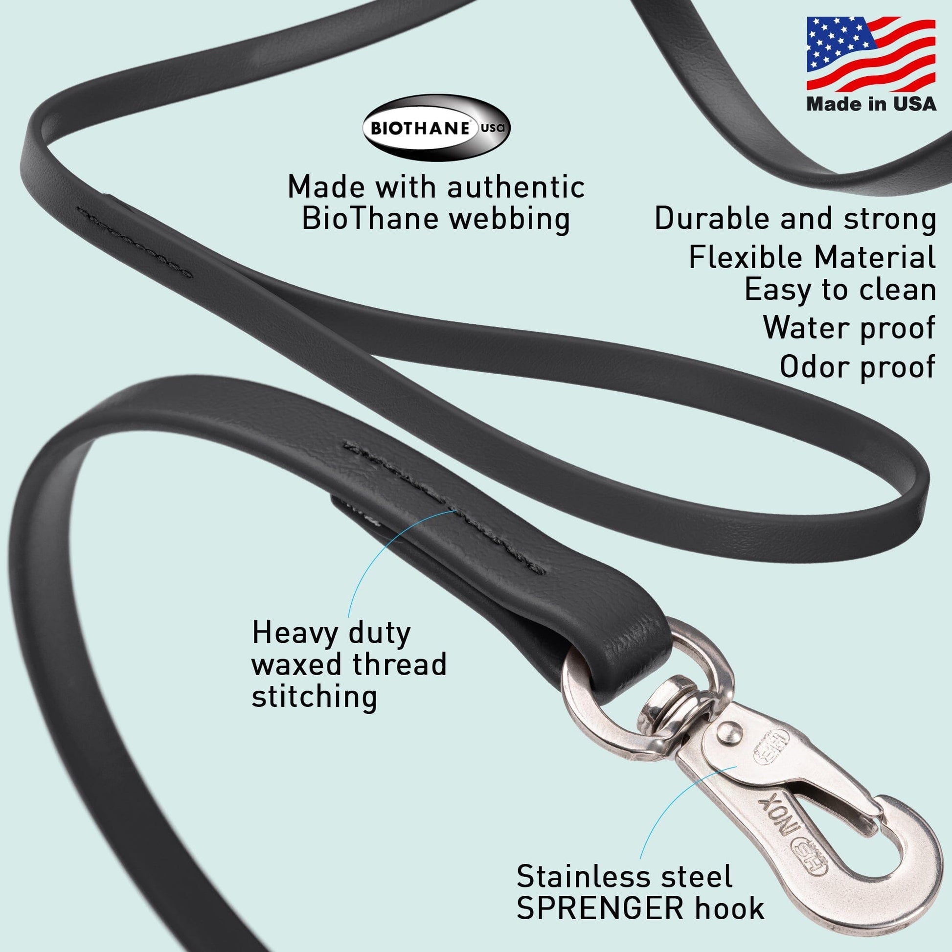 Viper Long Line 15 ft Biothane Dog Lead with SPRENGER Stainless Steel Hook Dog Leashes Dogline