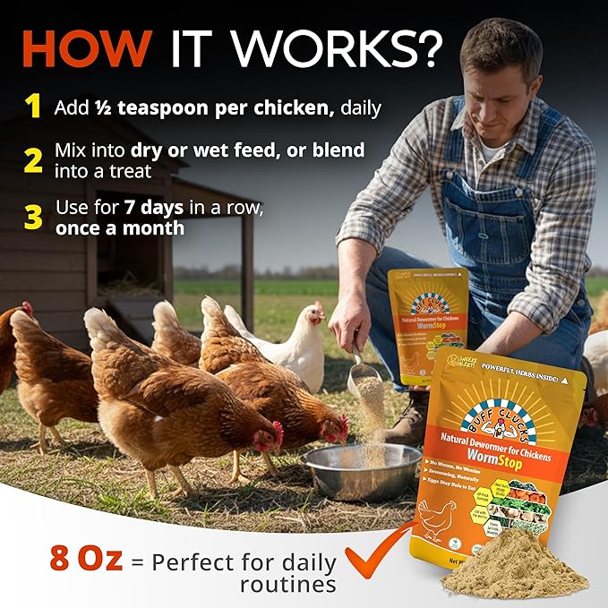 WormStop – Natural Dewormer for Chickens Buff Clucks