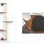 Wall Mounted Cat Climbing Pole - Sisal English Chestnut Bamboo 4-Tier Leaf Shelf Charcoal Cork Pad Cat Scratcher Catastrophic Creations