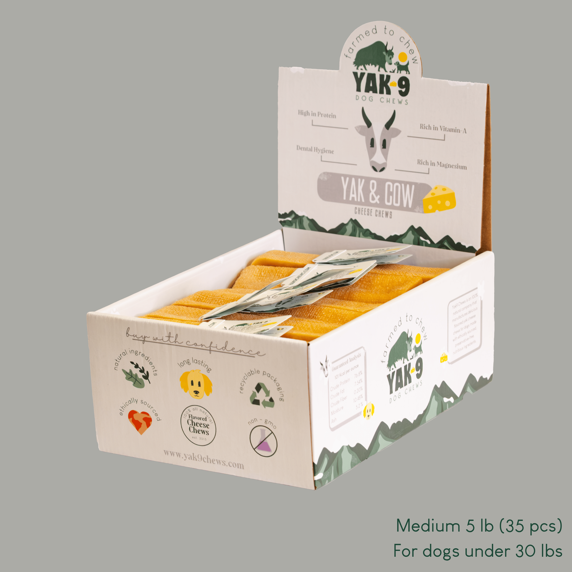 Yak and Cow Cheese Chews for Dogs Medium (2.3oz) 5 lb YAK AND COW MILK CHEWS Yak9 Chews