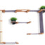 The Gardens - Modern Cat Tree with Plants Natural Bamboo Charcoal Gray Canvas Mini Garden None Cat Condo Catastrophic Creations