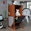 The Overlook - Sturdy - Bamboo Cat Tree English Chestnut Bamboo Charcoal Gray Canvas No Cat Condo Catastrophic Creations