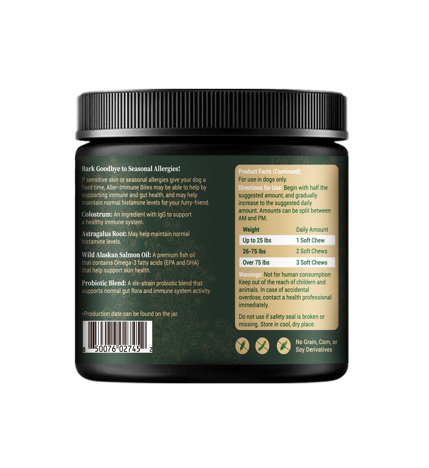 Allergy & Immune Bites for Dogs – Colostrum, Probiotics & Omega-3 – Seasonal Allergy & Itchy Skin Relief – Peanut Butter Flavor Supplements Barrow & Hound