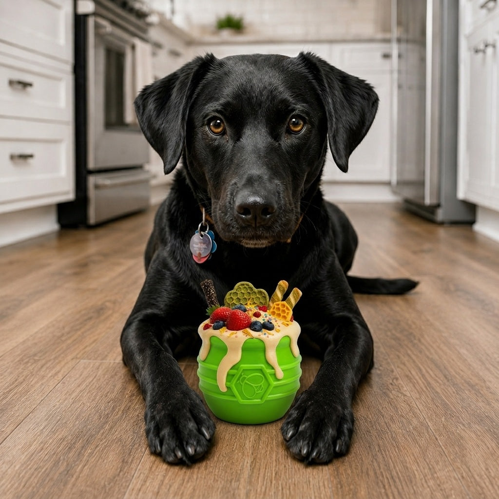 Honey Pot Dog eCup Treat Dispenser | Durable PUP-X Rubber Enrichment Toy | USA Made Rubber Dog Toys SodaPup/True Dogs, LLC