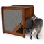 The Grotto - Short Cat Tree for Small Spaces English Chestnut Bamboo Charcoal Gray Canvas Cat Condo Catastrophic Creations