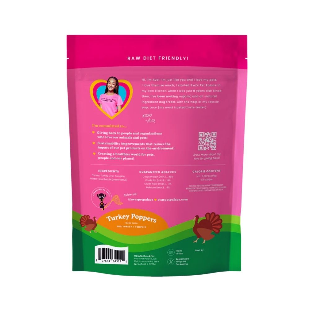 Ava's Pet Palace Freeze Dried Dog Treats - Turkey Poppers (3oz) Dog Treats American Pet Supplies